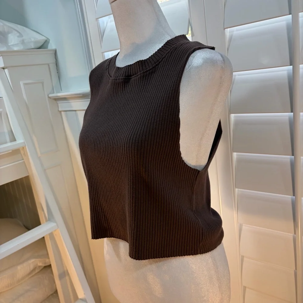 Aerie Chocolate Ribbed Tank Top - Picture 3 of 6